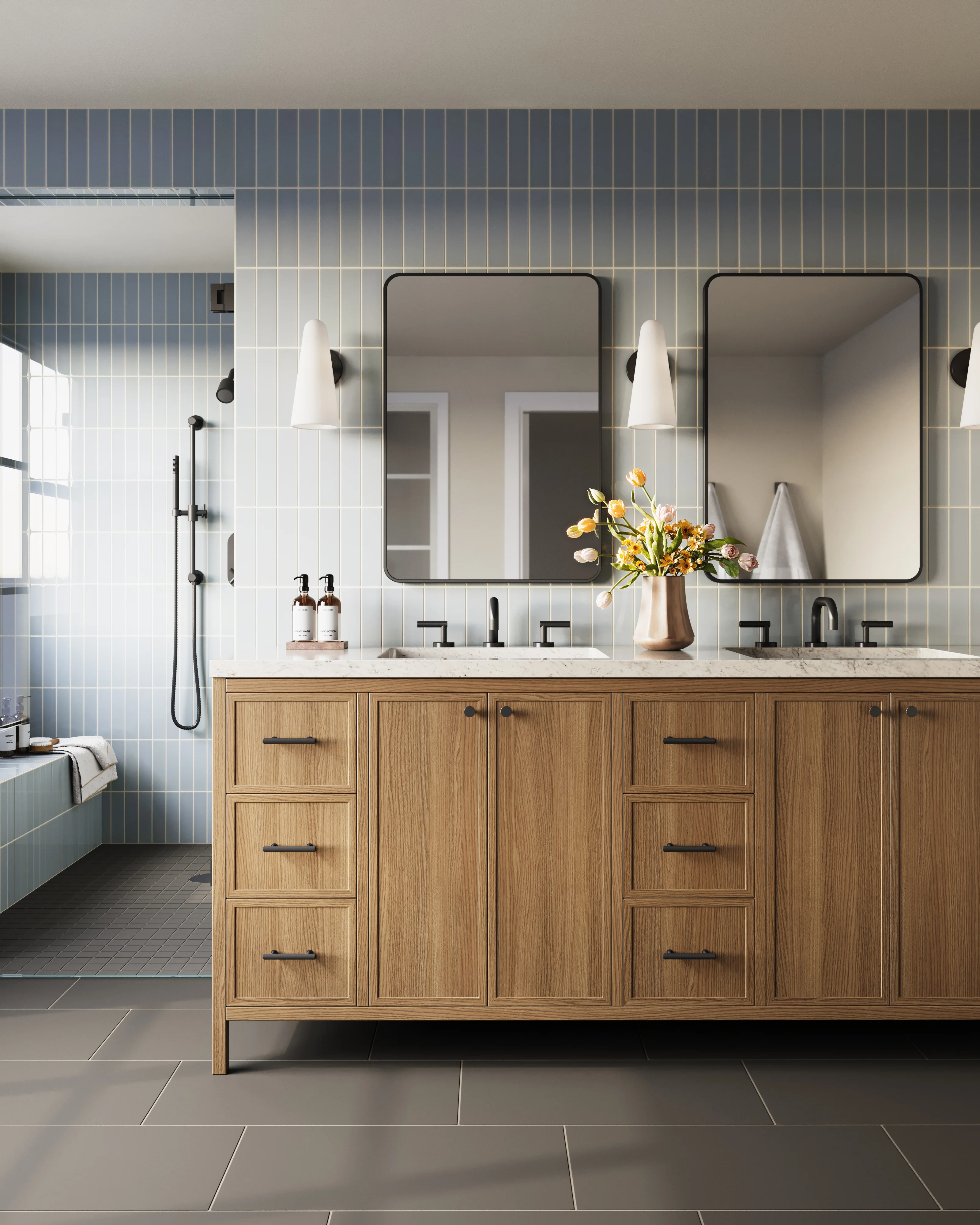 2x8 Natural Press Ceramic Tile in Alberta Blue Gloss - Rockland Interiors Inc.