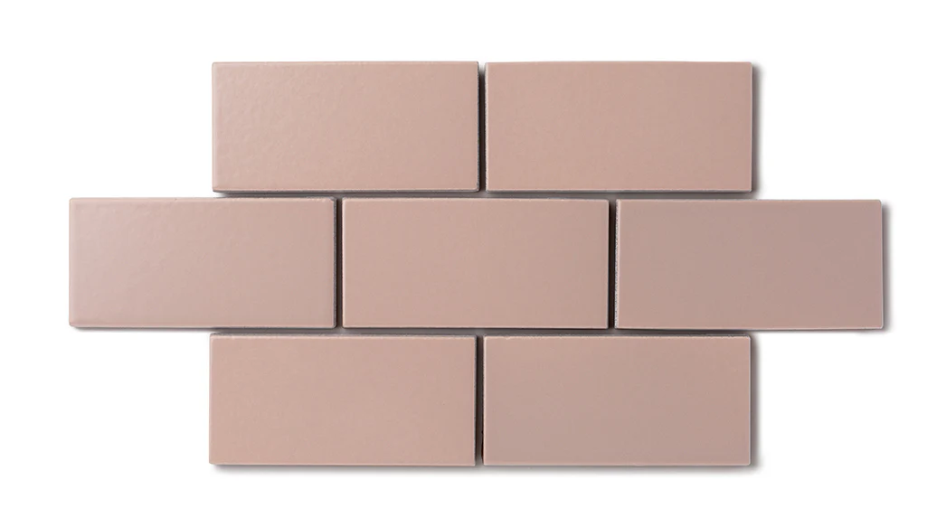 3x3 Straight Set Sheeted Natural Press Ceramic Mosaic Tile in Red Jasper Matte - Rockland Interiors Inc.