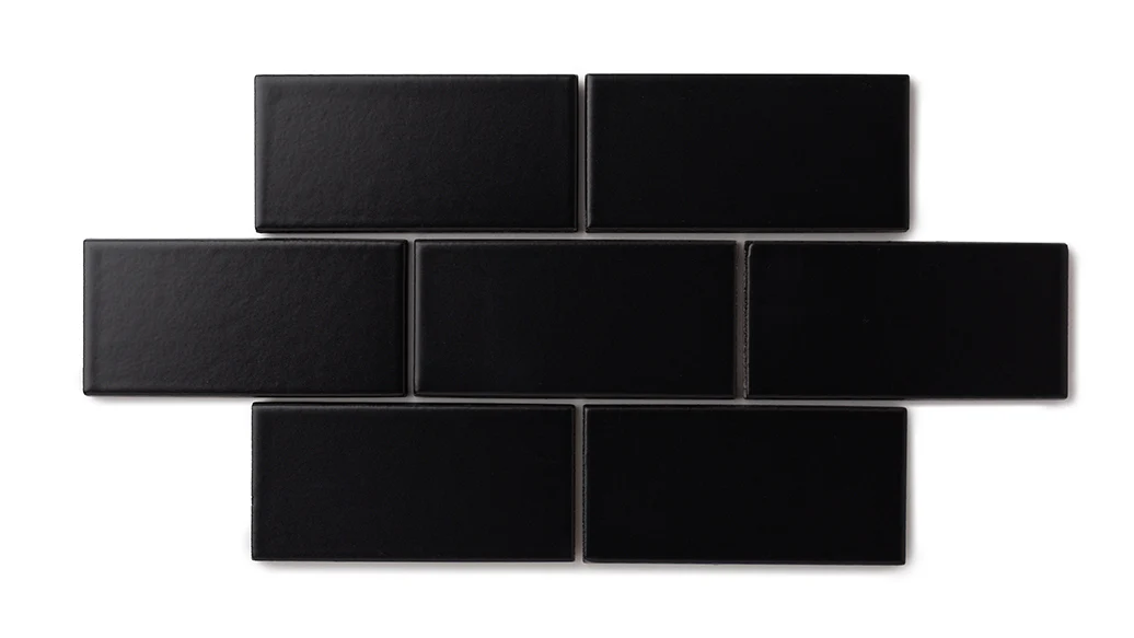 2x2 Straight Set Sheeted Natural Press Ceramic Mosaic Tile in Bone Black Matte - Rockland Interiors Inc.