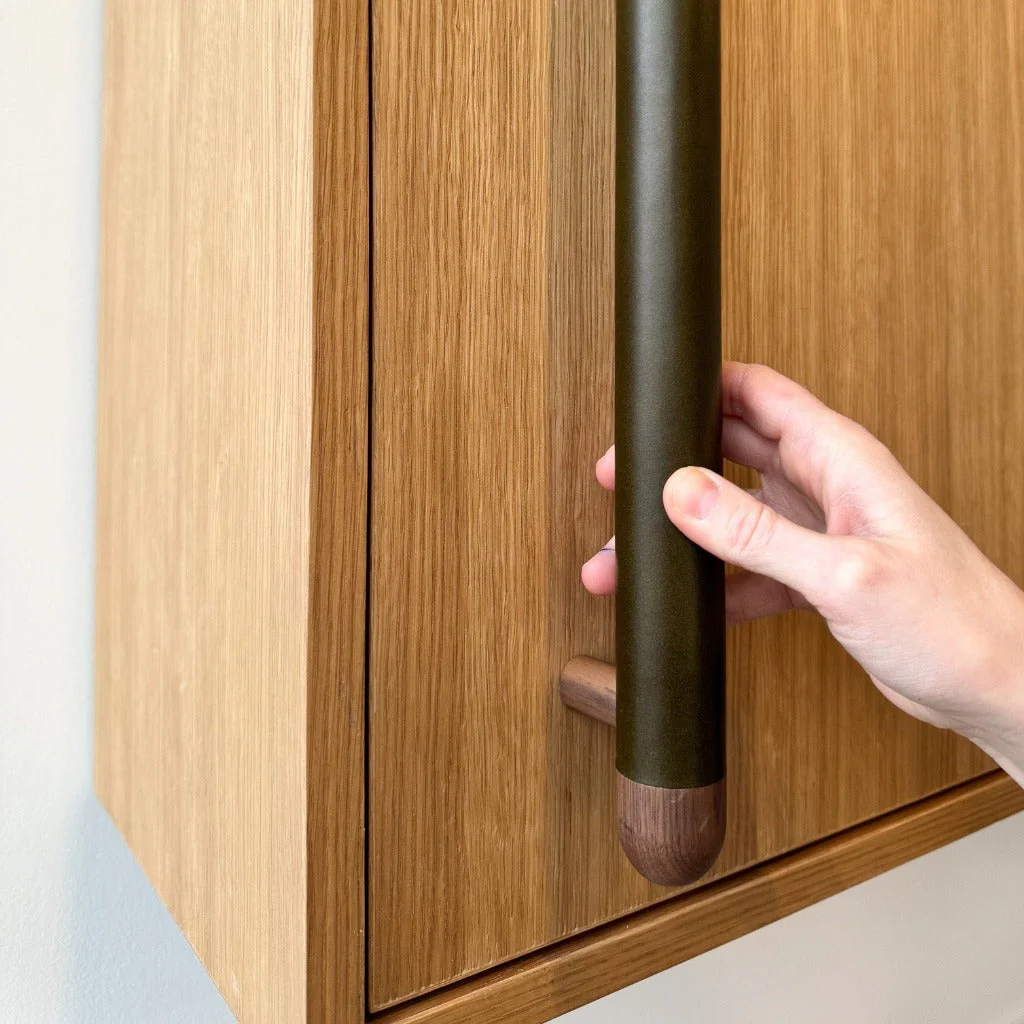 Chapman Wood Bar Pull With Leather - Rockland Interiors Inc.