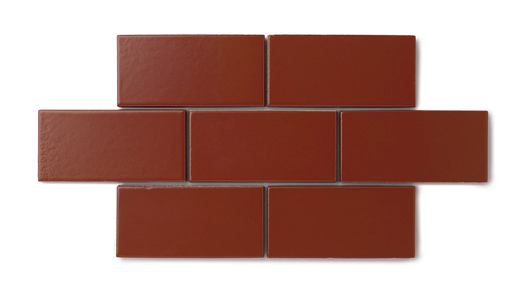 3x3 Straight Set Sheeted Natural Press Ceramic Mosaic Tile in Carmine Matte - Rockland Interiors Inc.