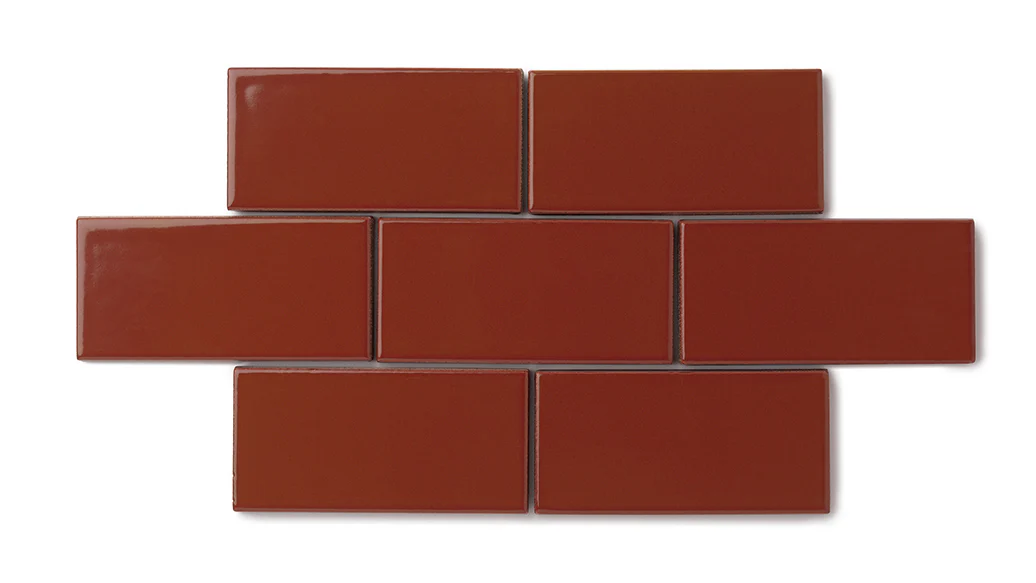 2x8 Natural Press Ceramic Tile in Carmine Gloss - Rockland Interiors Inc.