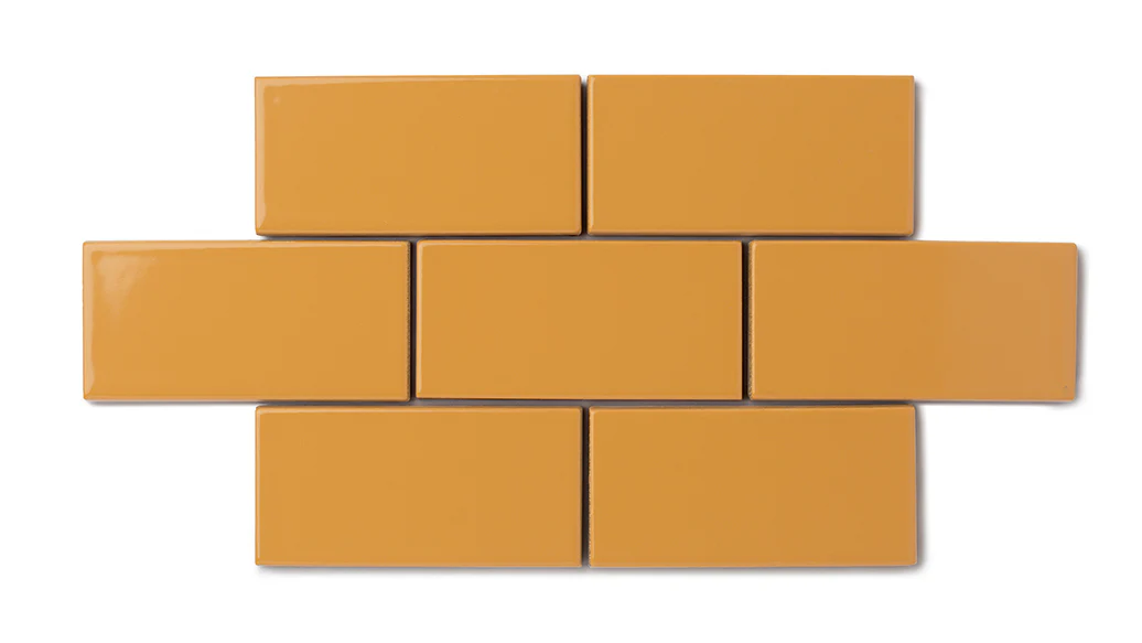 8x8 Natural Press Ceramic Tile in Yellow Ochre Gloss - Rockland Interiors Inc.