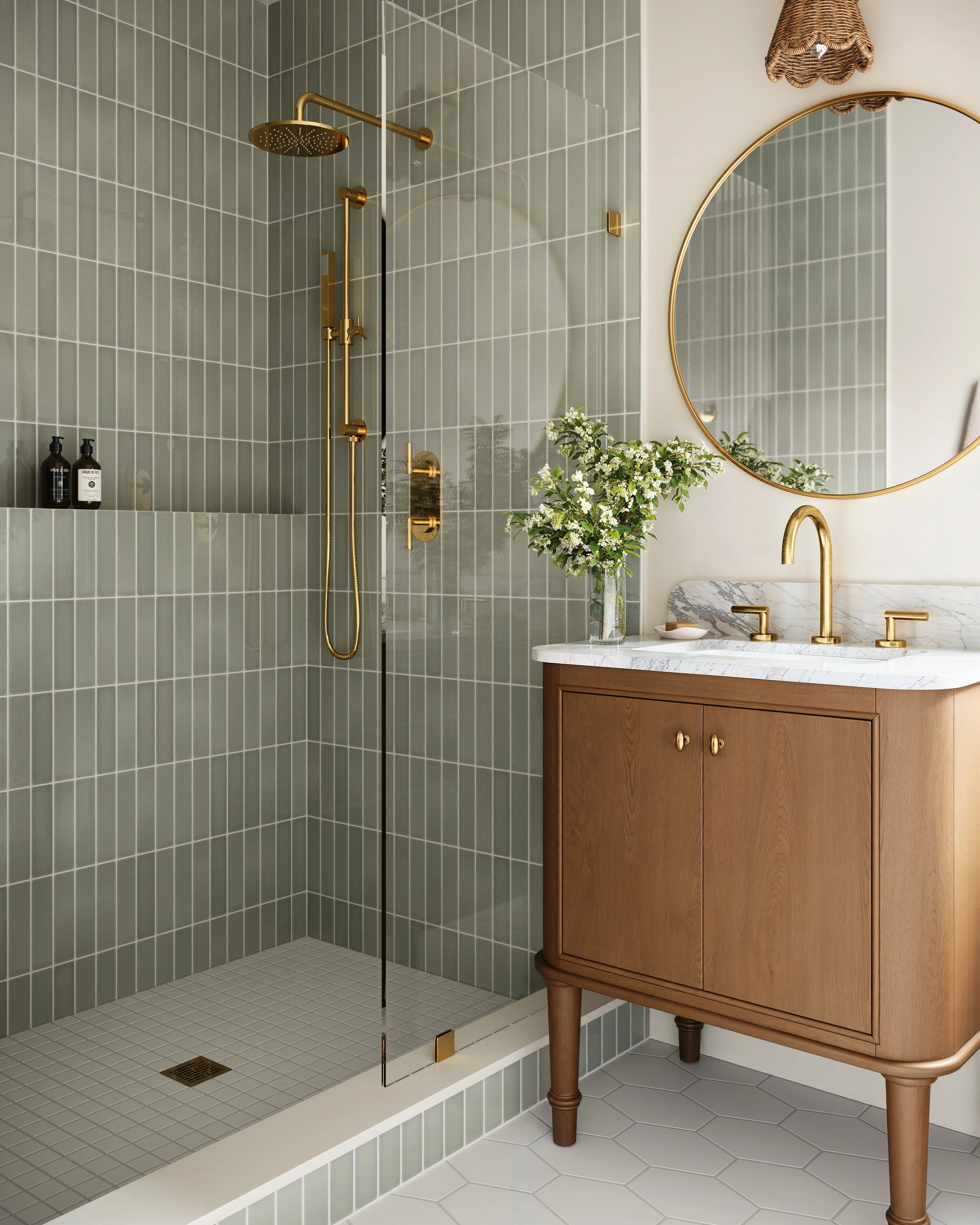 Elongated Hexagon Natural Press Ceramic Tile in Salt Creek Matte - Rockland Interiors Inc.