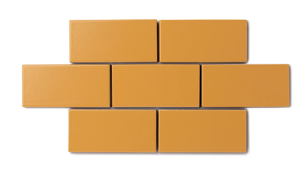 2x8 Natural Press Ceramic Tile in Yellow Ochre Matte - Rockland Interiors Inc.