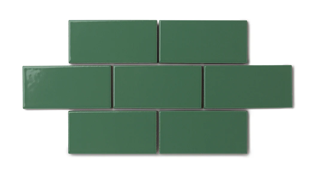 2x6 Natural Press Ceramic Tile in Viridian Gloss - Rockland Interiors Inc.